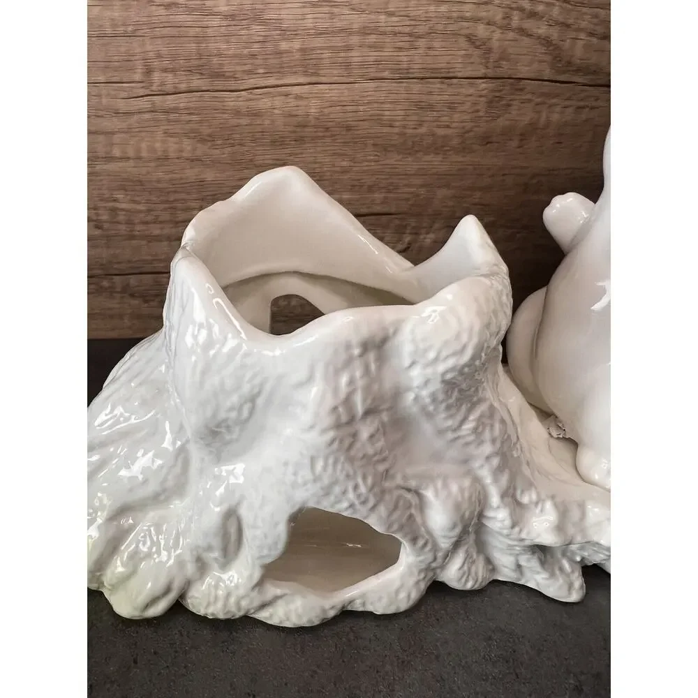 VTG White Mouse Tree Trunk Vase Succulent Planter Ceramic 99 INTL